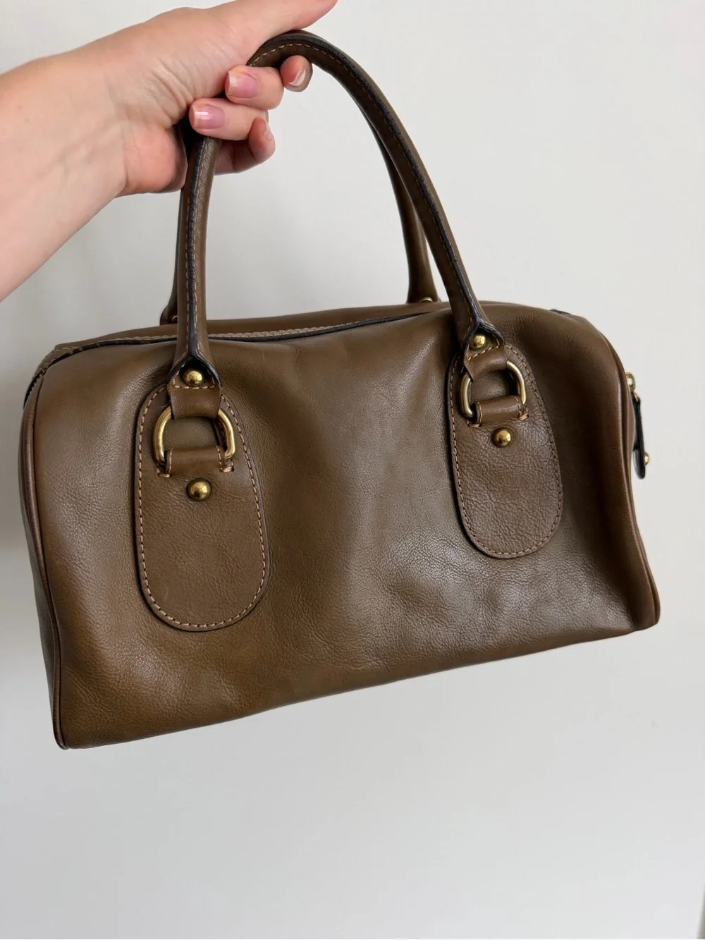 Banana Republic Classic Brown Leather Satchel Handbag